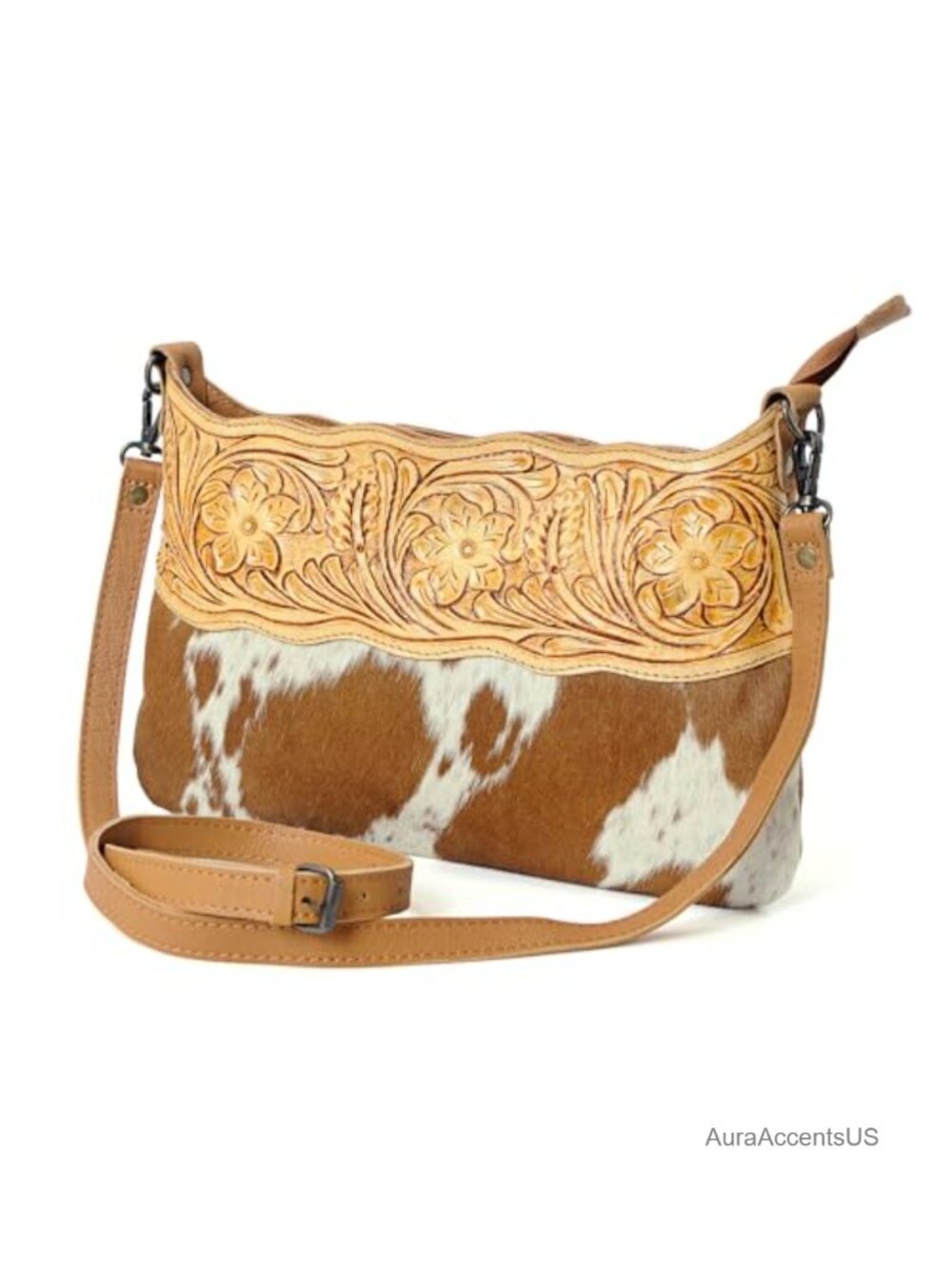 Cowhide Leather Shoulder Handbag Adjustable Detachable Strap Crossbody Sling